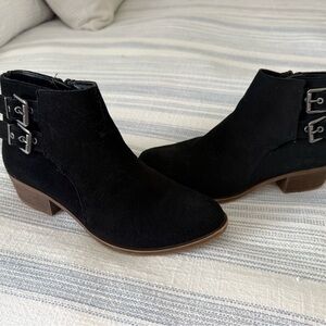 Kensie Black Ankle Boots with Double Buckle